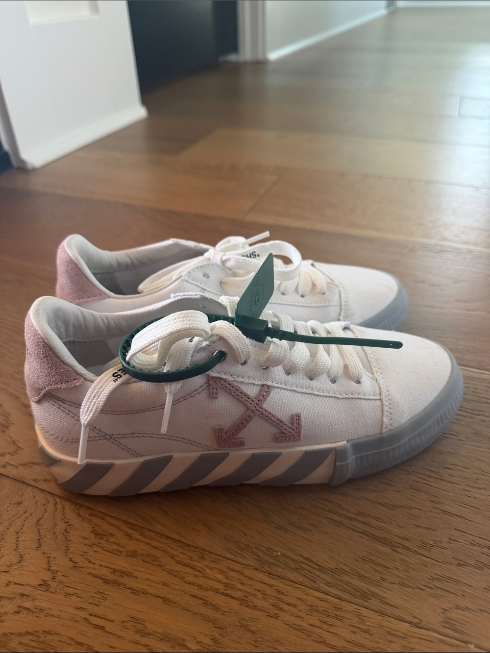 Off-White White Sneakers with Pink Accents
